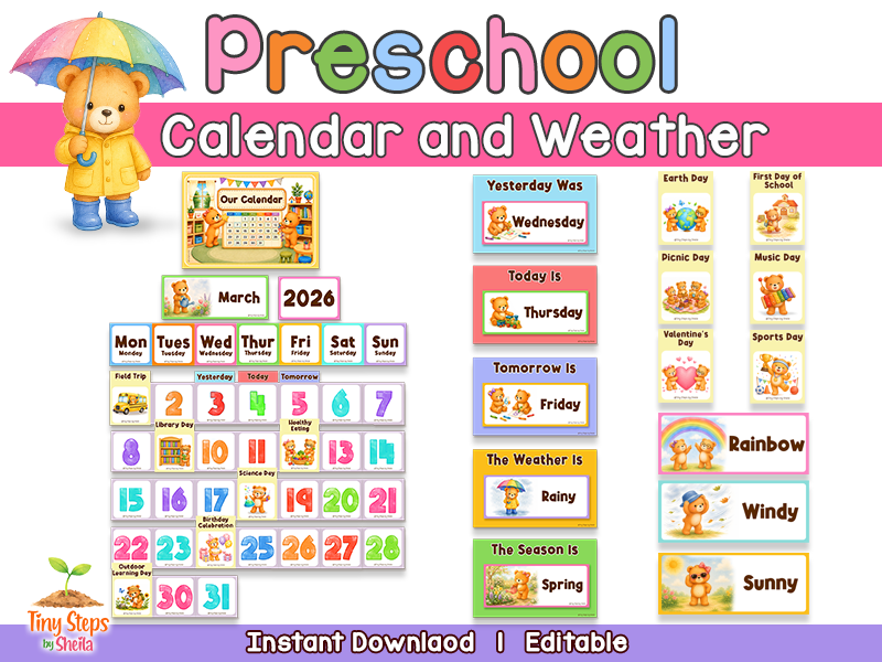EYFS Calendar & Weather Display | Editable Classroom Calendar, Seasons & Events