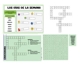 Los días de la semana quiz, wordsearch, crossword SPANISH