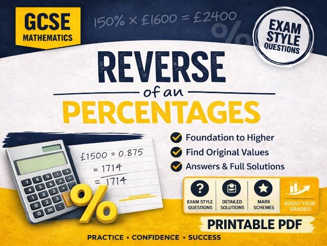 GCSE Reverse Percentages Word Problems Mixed