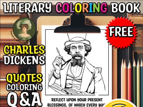 Literary Coloring Page & Quote No Prep for Charles Dickens