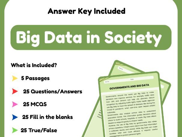 Big Data in Society | Reading Comprehension Worksheets, Passages, Questions & Answer Keys