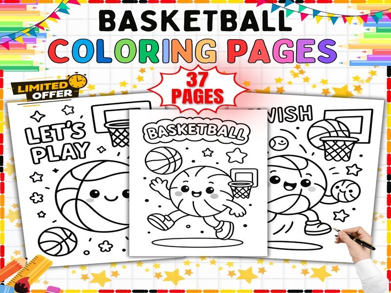 Basketball Coloring Sheets | 37 Pages | Game Day Activity for Elementary Kids