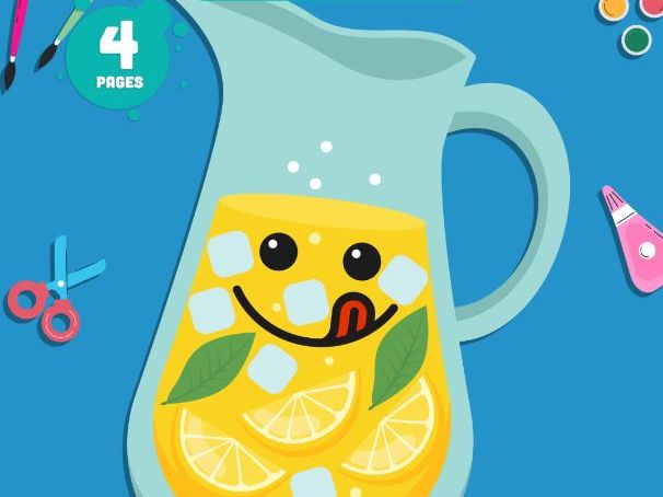 Summer Lemonade Craft, Scissor Skills Printable, Refreshing Drink Creation, Warm Weather Learning Pa