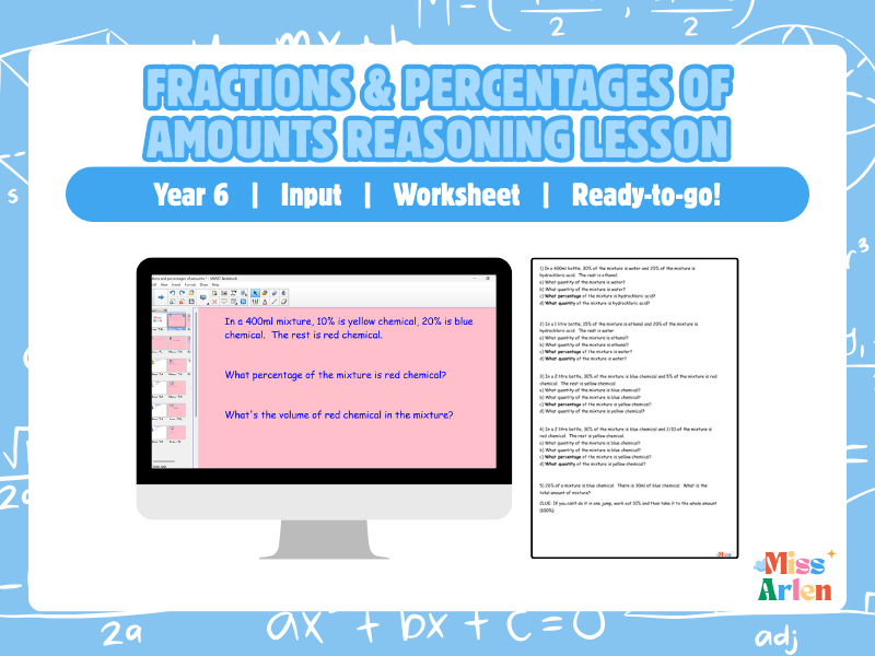 Year 6 Fractions and Percentages of Amounts (Reasoning Questions)