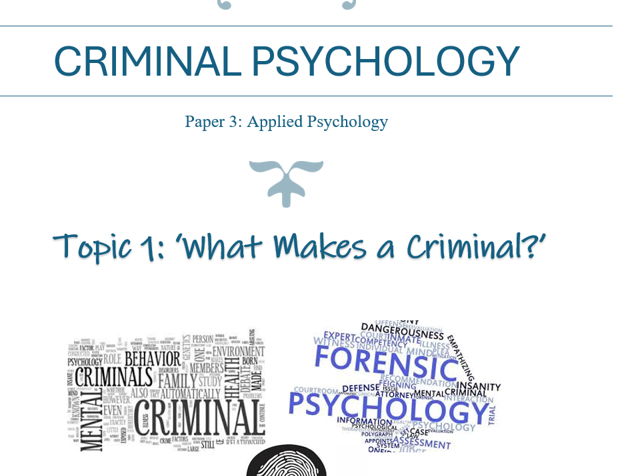 OCR Psychology: Criminal Psychology Topic 1