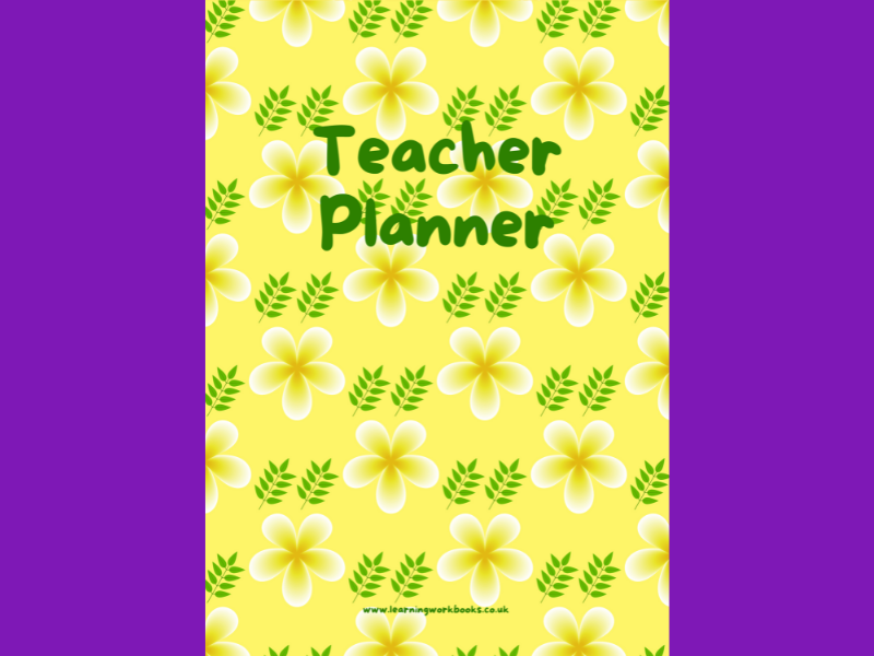 Yellow Flowers with Small Green Leaves Teacher Planner