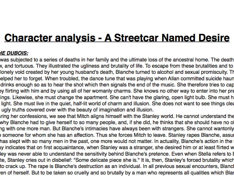 A Streetcar Named Desire revision