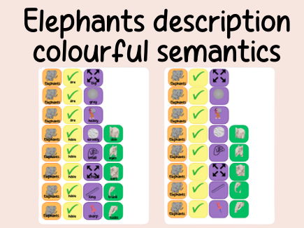 Elephants description- colourful semantics- build a sentence
