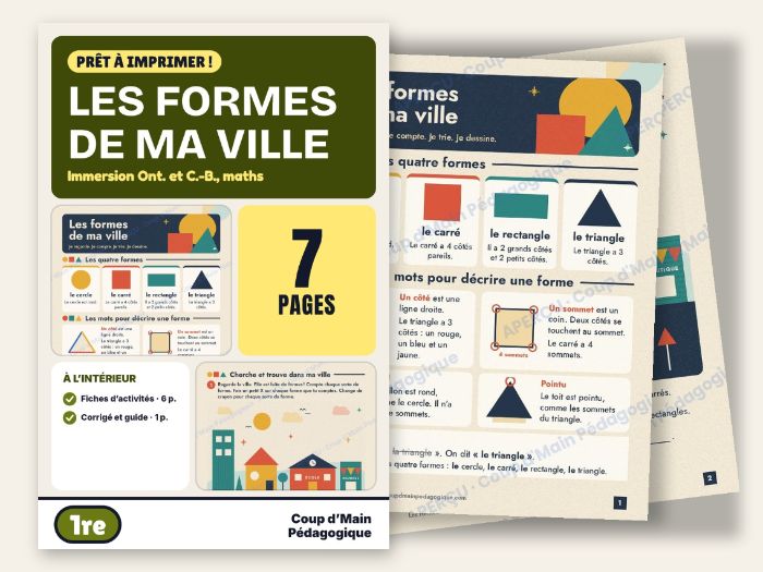 French Immersion Grade 1 2D Shapes Math | Les formes de ma ville