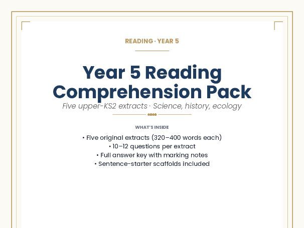 Year 5 Reading Comprehension Pack