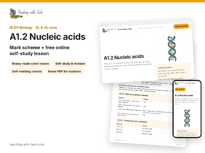 A1.2 Nucleic Acids (IB DP Biology SL) – Mark scheme + free online self-study lesson