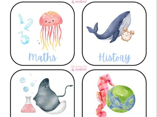 Ocean Themed Visual Time Table Cards.