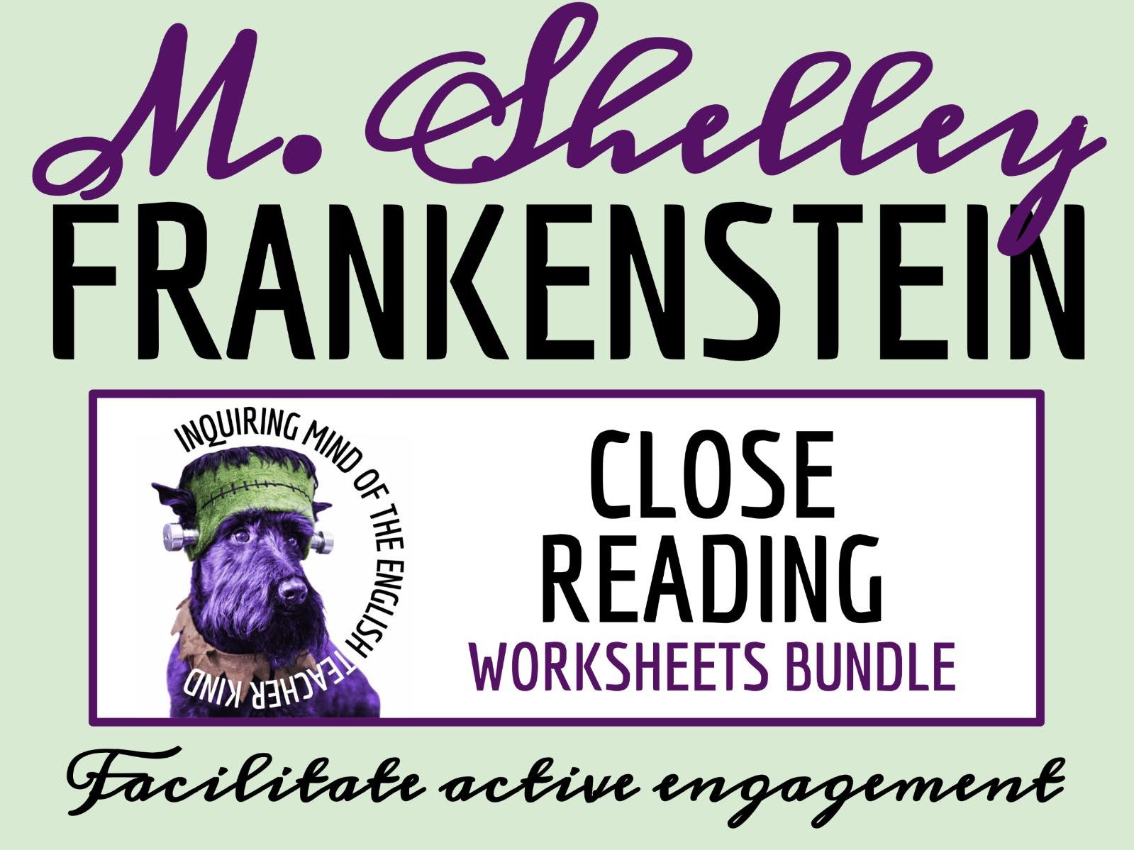 Frankenstein by Mary Shelley Close Reading Analysis Worksheets Bundle