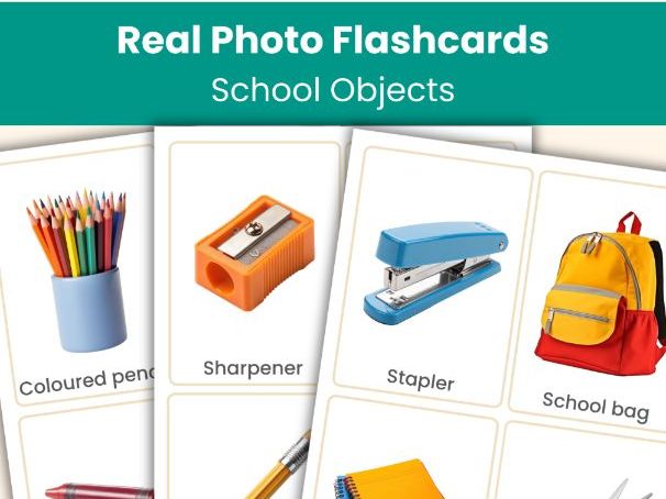 School Objects Flashcards | 52 Real Photo Flashcards | KS1, Preschool & Kindergarten Printable
