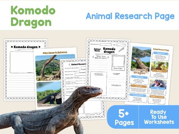 Komodo Dragon Research Worksheets | Reptiles and Habitats