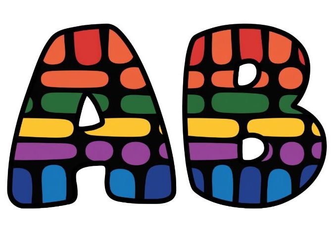 Colored Stripes Black Lettering Set for Classroom Display | Upper & Lowercase, 0-9 and Signs