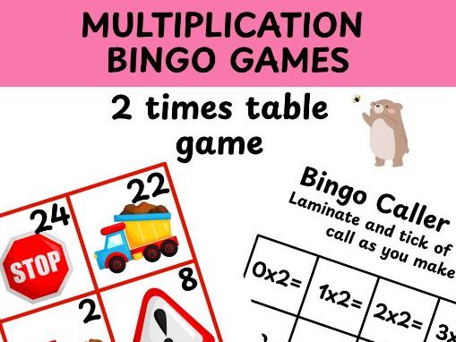 2 times table multiplication bingo game