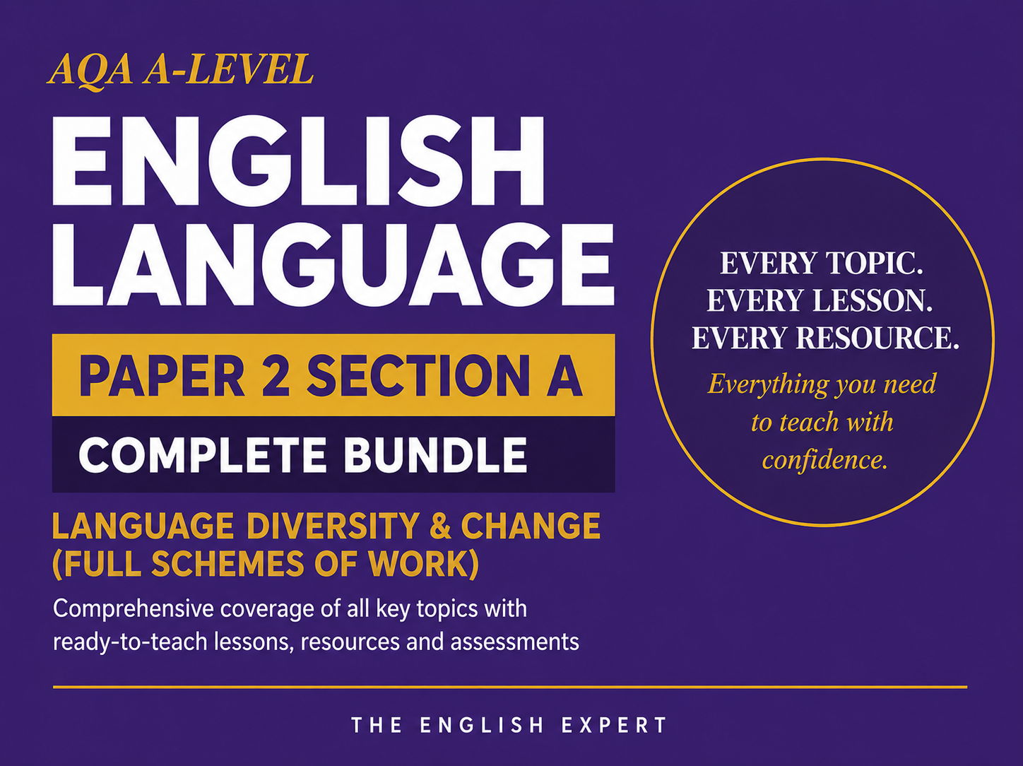 AQA A-Level English Language – Paper 2 Section A Complete Bundle | Language Diversity & Change (Full Schemes of Work)