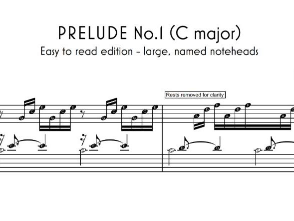 Bach Prelude No.1 - Easy-Read sheet music and piano tutorial