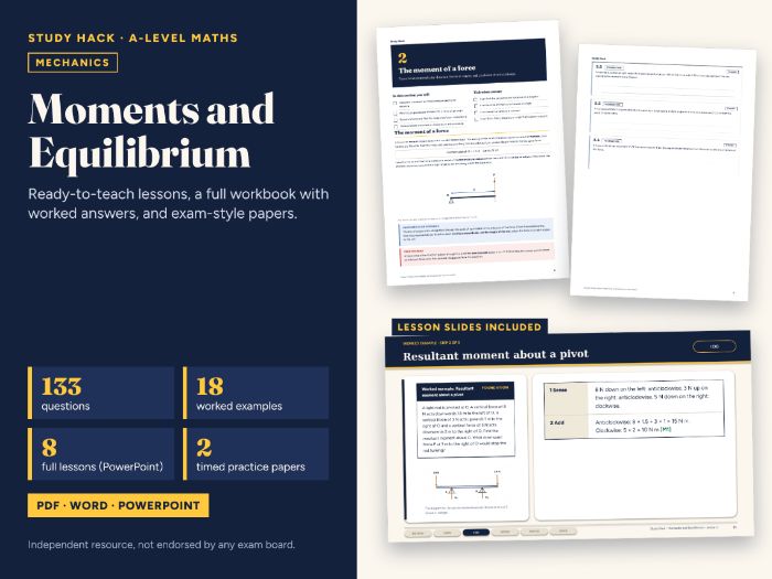 A-level Maths Moments and Equilibrium Complete Pack