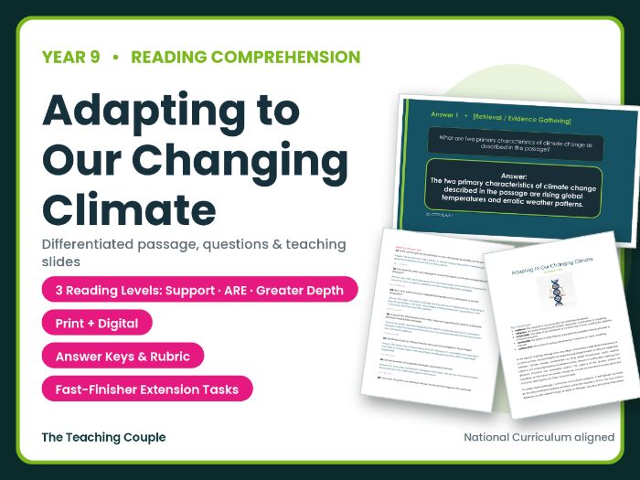 Climate Adaptation Strategies Reading Comprehension | Year 9 (KS3)