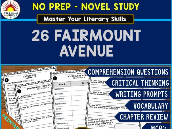 26 FAIRMOUNT AVENUE Novel Study Comprehension, Critical Thinking, Vocab, MCQs, True or False, Writin