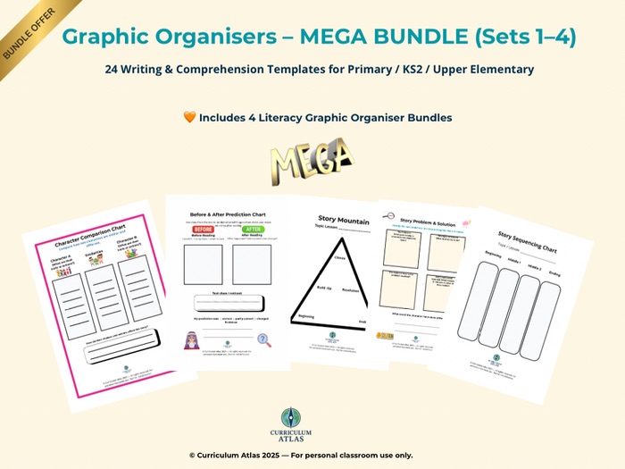 Graphic Organisers MEGA BUNDLE – 24 Writing & Comprehension Templates (Sets 1–4)