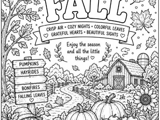 Fall Season Colouring Page