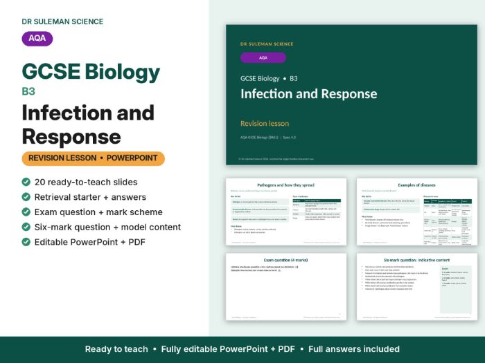 AQA GCSE Biology B3 Infection & Response Revision Lesson PowerPoint