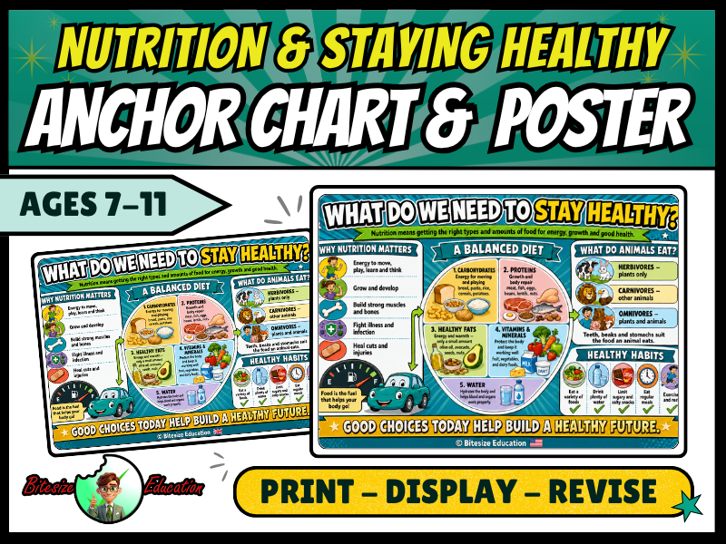 Nutrition & Staying Healthy | Anchor Chart & Poster | Year 3 and 4
