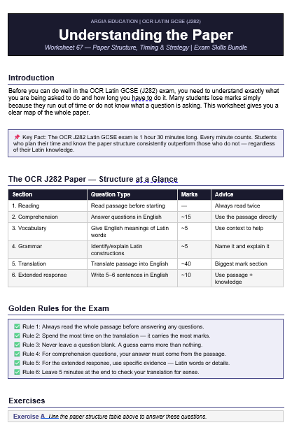 OCR Latin GCSE (J282) | Exam Skills Bundle | 10 Worksheets | Teaching ...