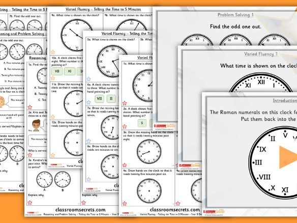 Year 3 Telling The Time To 5 Minutes Summer Block 2 Step 3 Lesson Pack 