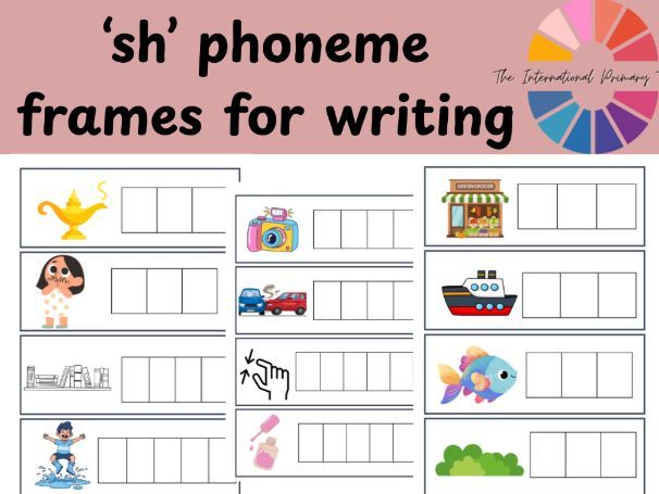 'sh' Phonics Pictures & Phoneme Frames | SH Words | Phonics Writing Activity