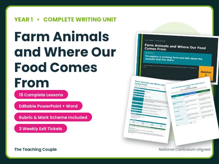 Farm Animals and Where Our Food Comes From | Year 1 English Unit | 15 Complete Lessons