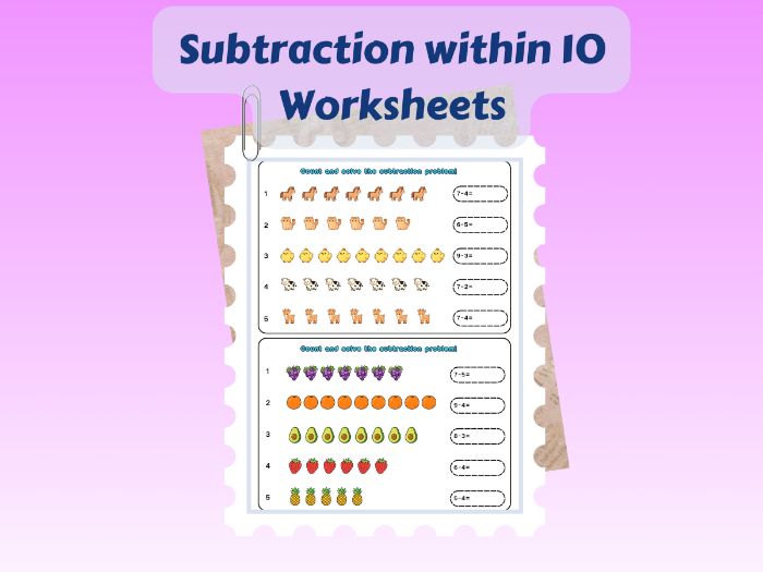 Count and Solve Subtraction Worksheets | EYFS Early Maths