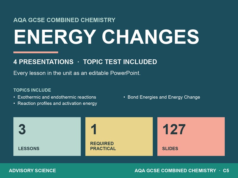 AQA GCSE Combined Science Chemistry C5 Energy Changes | 4 Lesson Presentations and Topic Test