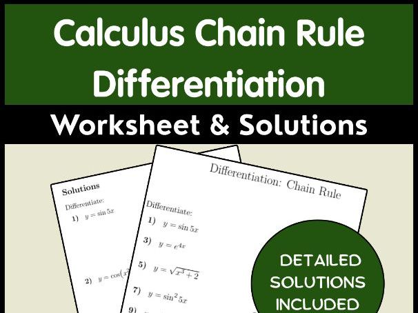 Calculus Chain Rule Differentiation Worksheet & Solutions