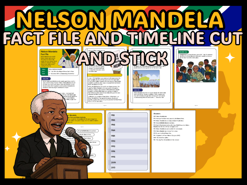 Nelson Mandela Fact File & Timeline Cut and Stick Activity | Black History