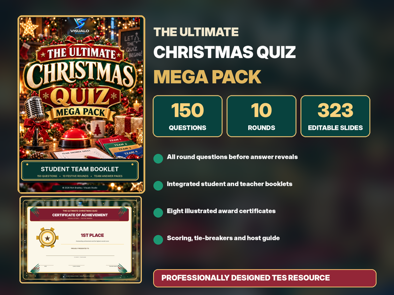 The Ultimate Christmas Quiz Mega Pack | 150 Questions & 323 Editable Slides