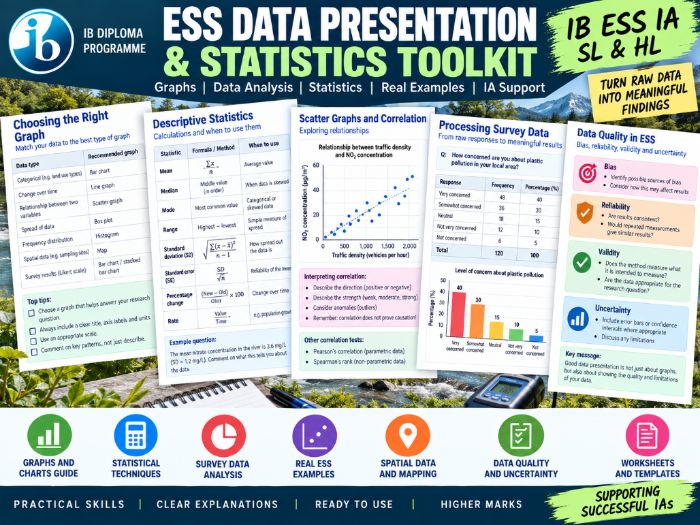 IB DP ESS (Environmental Systems and Societies) IA Data Presentation & Statistics Toolkit