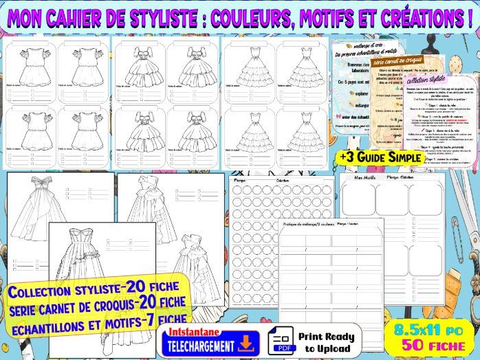 Mon cahier de styliste : Couleurs, motifs et créations !