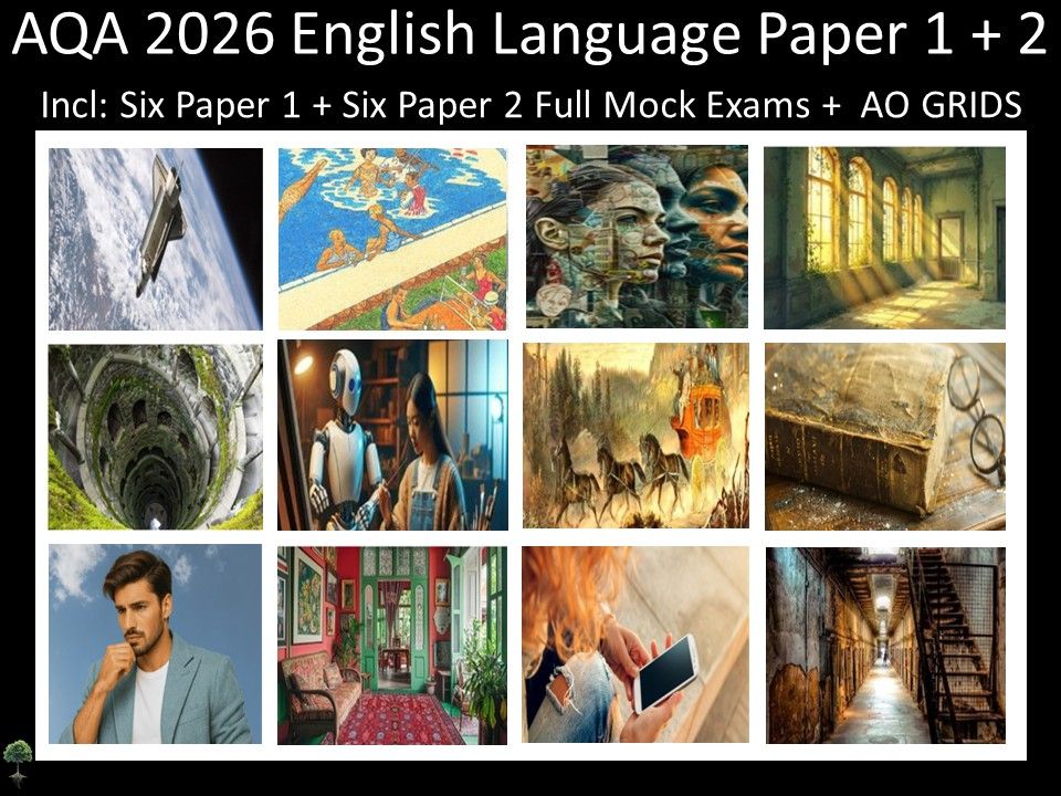 Twelve AQA 2026 GCSE English Language Paper 1 + 2 Mocks | AO GRIDS