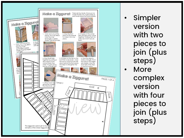 Ancient Sumer Ziggurat Craft 3D Model KS2 | Teaching Resources