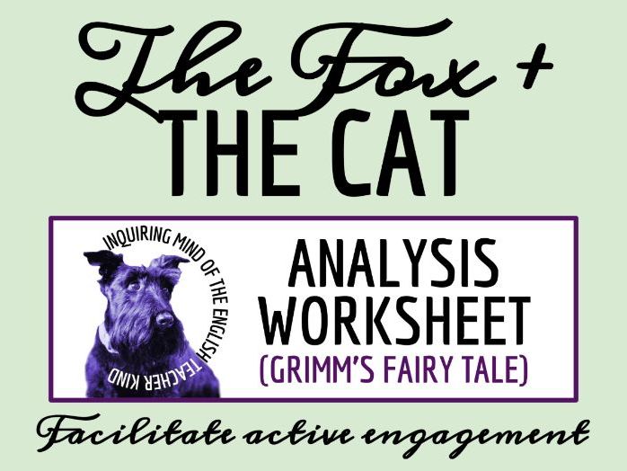 "The Fox and the Cat" Close Reading Analysis Worksheet | Brothers Grimm Fairy Tale