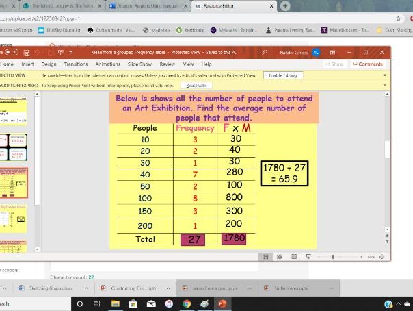 Mean from grouped data - full lesson