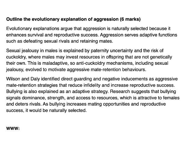 Evolutionary explanation of aggression - PowerPoint lesson and worksheet
