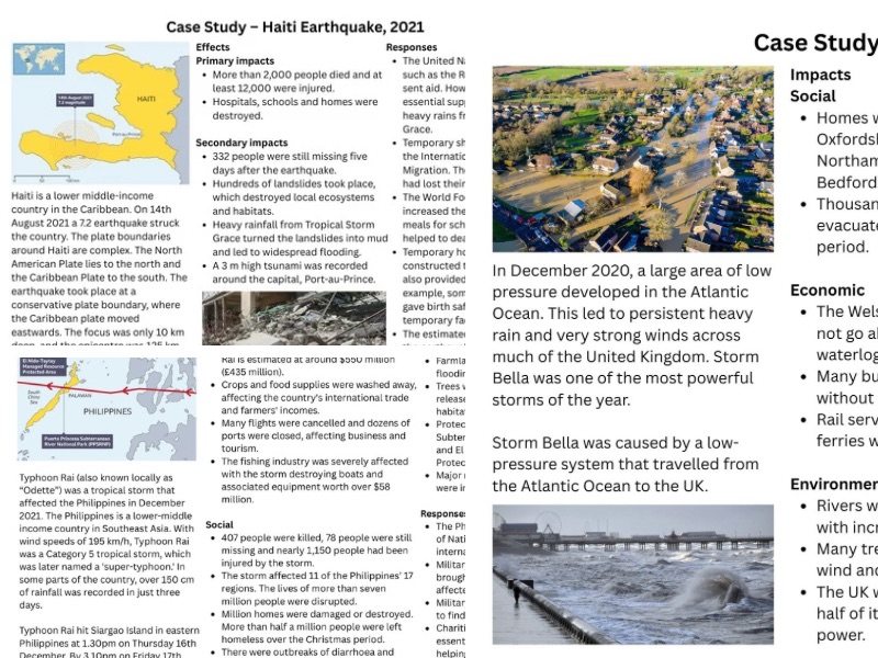 Case study knowledge organiser  - The challenge of natural hazards