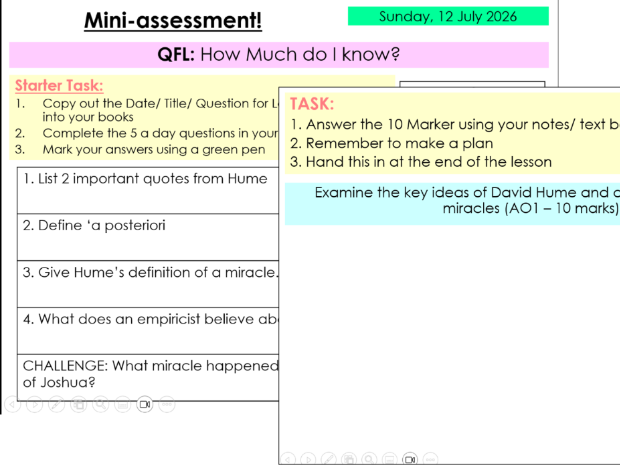 Mini Assessment – Hume and Wiles on Miracles (AO1, 10 Marks)