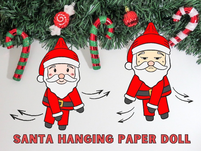 Santa Hanging Paper doll paper -Christmas craft for kids