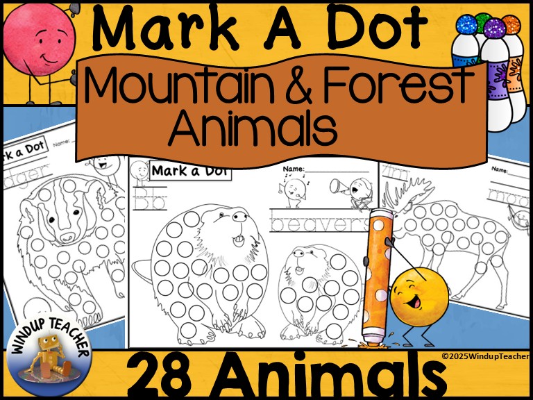 Mountain & Forest Animals Do-A-Dot Marker Activity - Bingo Dot Dauber Worksheets